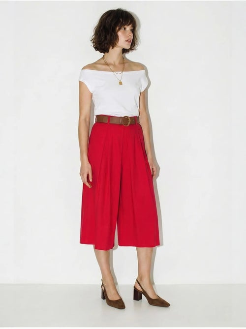 Culotte plissée à jambe large et taille haute lucci - Kiabi Culotte plissée à jambe large et taille haute lucci - Kiabi
