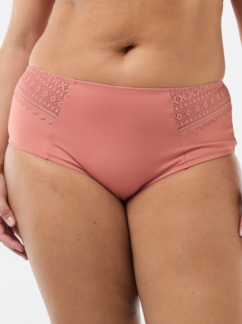 Culotte satinée avec dentelle Rose - Kiabi