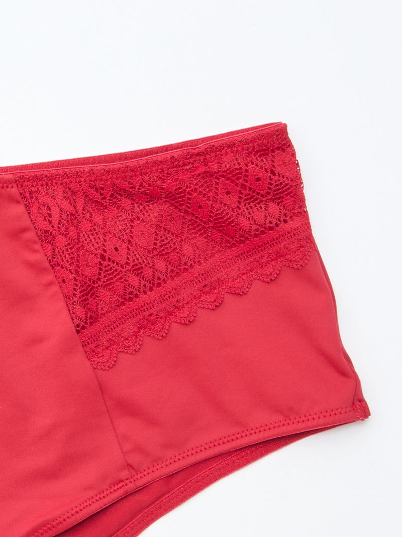 Culotte satinée avec dentelle Rouge - Kiabi