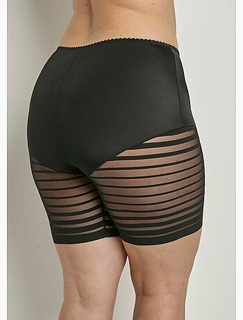 Culotte shorty extensible taille haute tulle effet rayé - Afibel