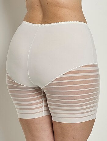 Culotte shorty extensible taille haute tulle effet rayé