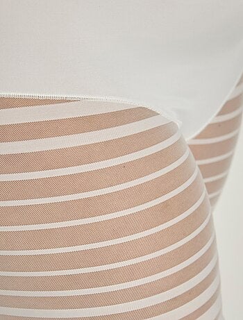 Culotte shorty extensible taille haute tulle effet rayé