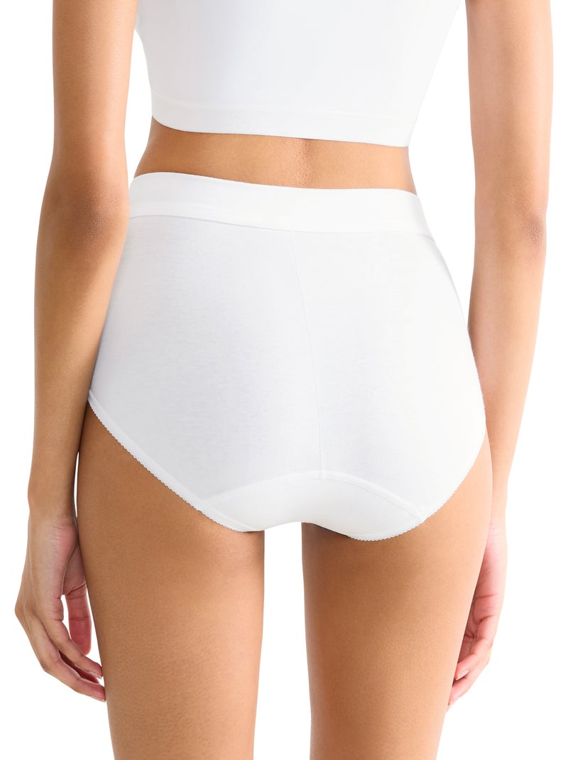 Culotte slip taille haute double comfort Blanc - Kiabi
