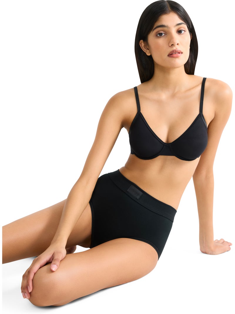 Culotte slip taille haute double comfort Noir - Kiabi