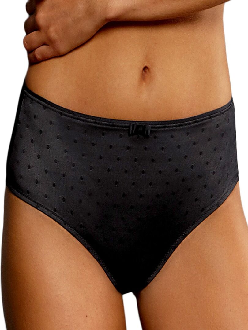 Culotte taille haute à plumetis Emily Noir - Kiabi