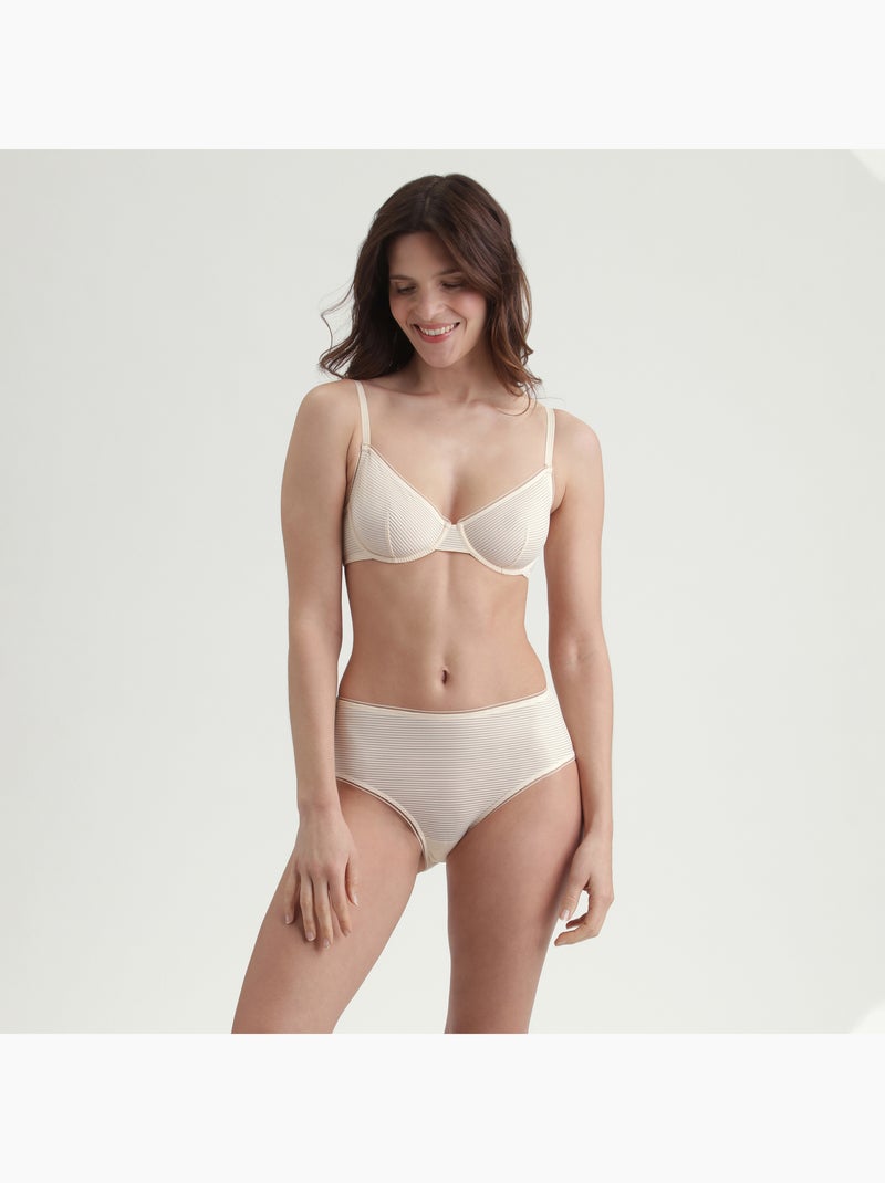 Culotte taille haute à rayures Dim x Inès de La Fressange, Beige clair - Kiabi