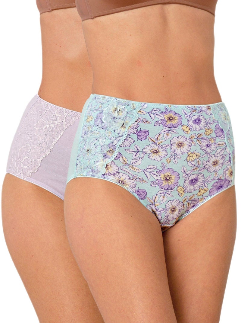 Culotte taille haute coton - lot de 2 Violet - Kiabi