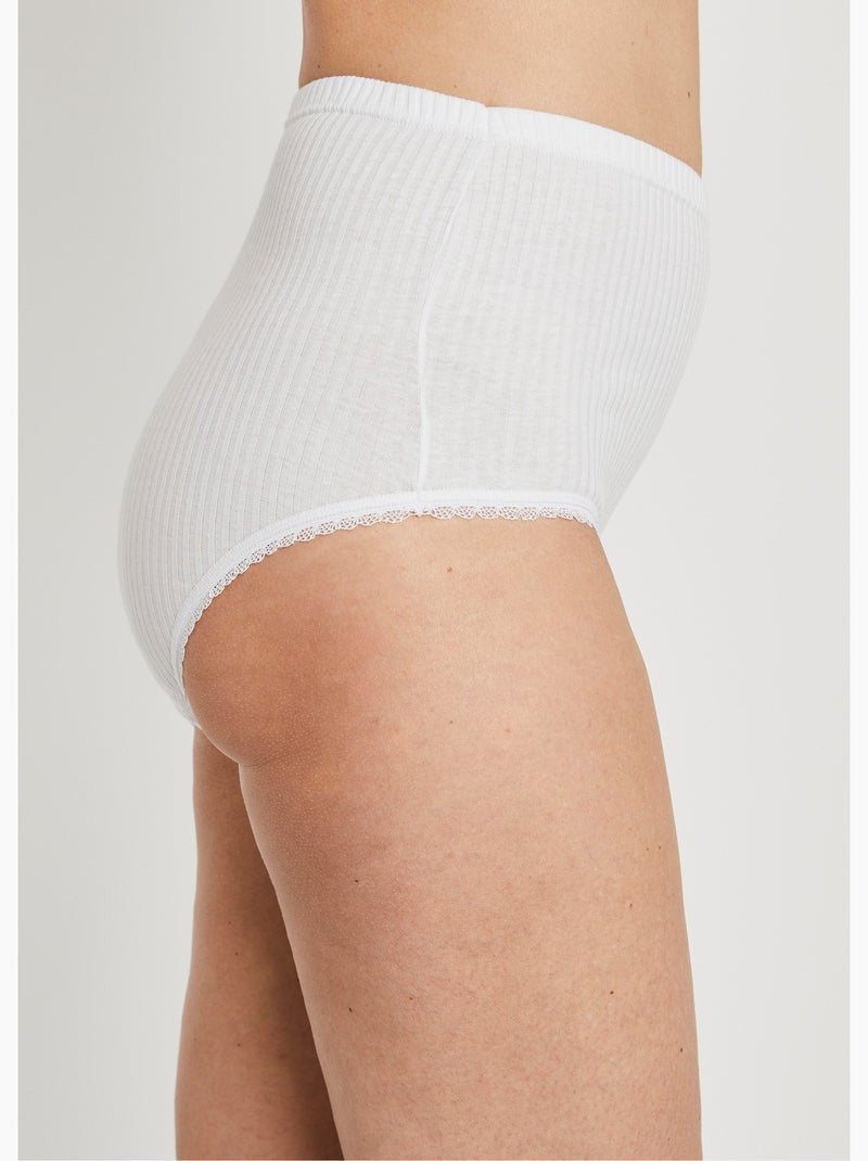 Culotte taille haute coton - lot de 4 - Afibel Blanc - Kiabi