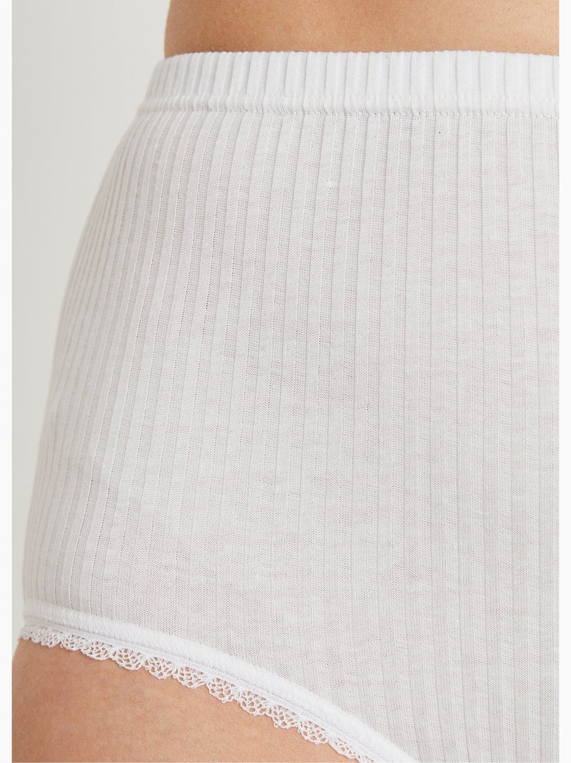 Culotte taille haute coton - lot de 4 - Afibel Blanc - Kiabi