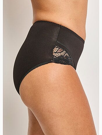 Culotte taille haute coton stretch dentelle - Afibel