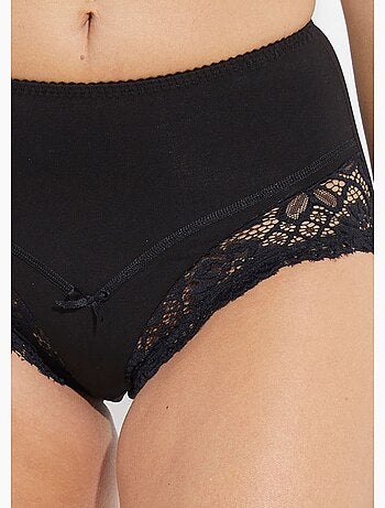 Culotte taille haute coton stretch dentelle - Afibel