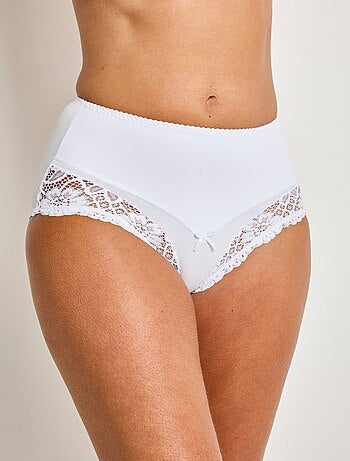 Culotte taille haute coton stretch dentelle