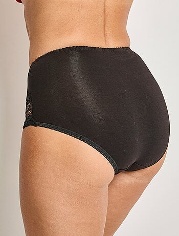 Culotte taille haute coton stretch dentelle