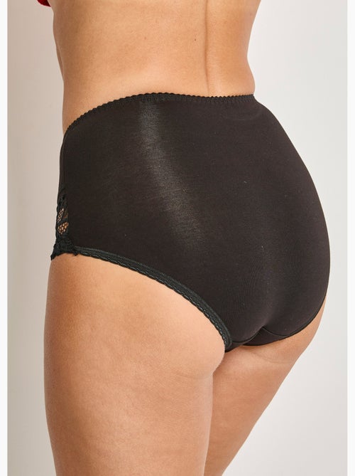 Culotte taille haute coton stretch dentelle - Kiabi