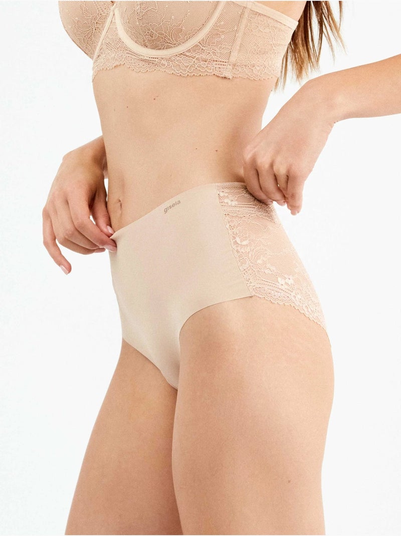 Culotte taille haute coupe laser Rose - Kiabi