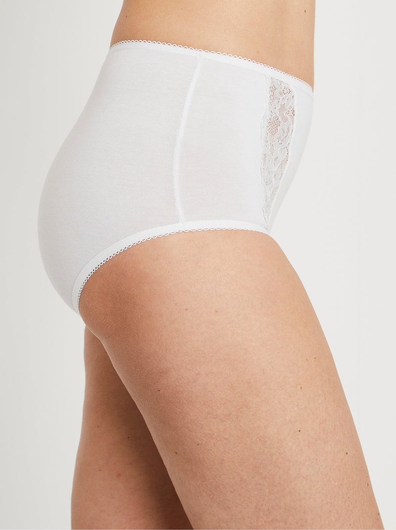 Culotte taille haute dentelle - lot de 3 - Afibel Blanc - Kiabi