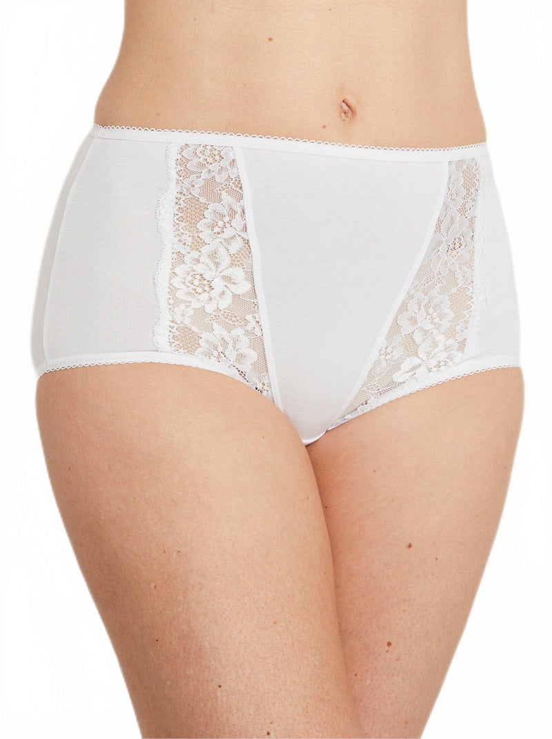 Culotte taille haute dentelle - lot de 3 Blanc - Kiabi