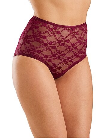 Culotte taille haute dentelle extensible - lot de 3 - Afibel
