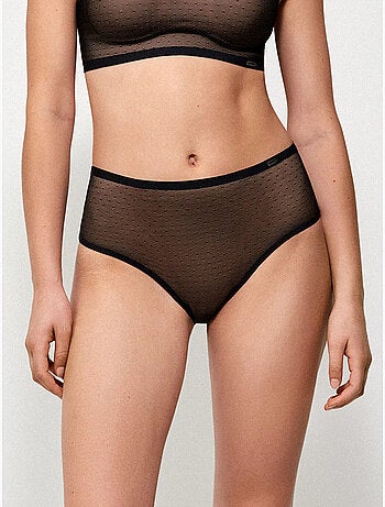 Culotte taille haute effet ventre plat sans coutures en plumetis