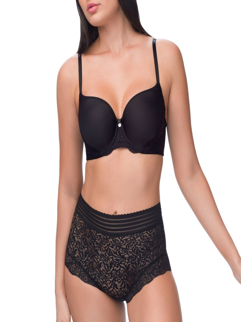 Culotte taille haute en dentelle Paola Noir - Kiabi