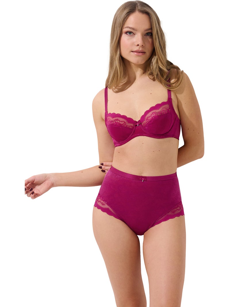 Culotte taille haute EVELYN Magenta - Kiabi