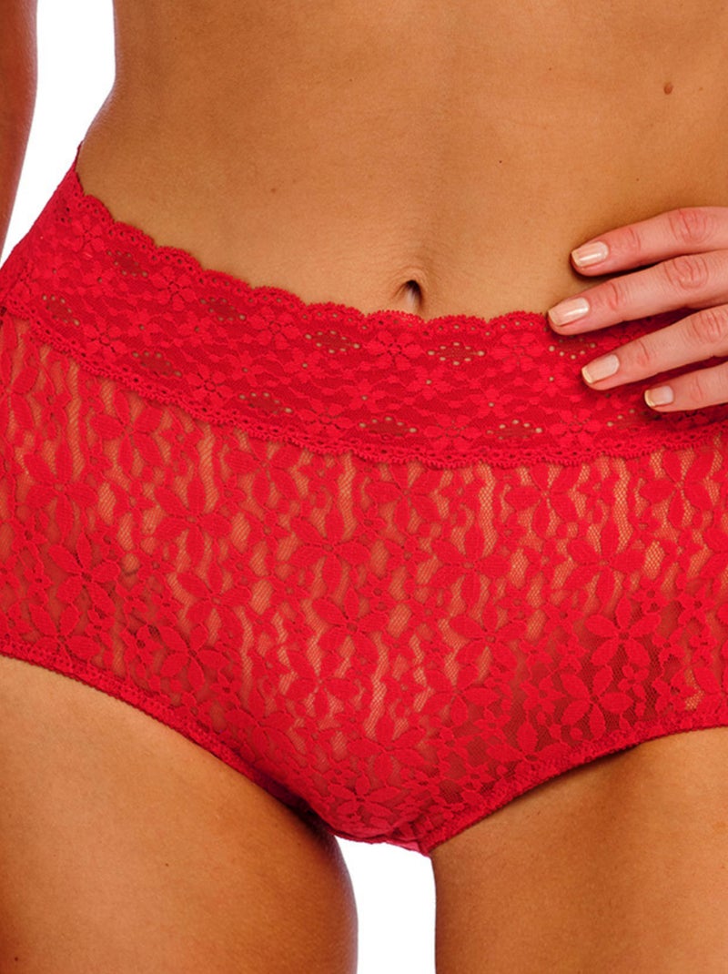 Culotte taille haute Halo Lace Rouge - Kiabi