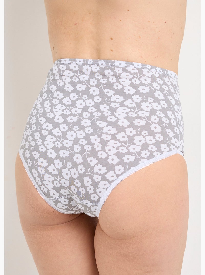 Culotte taille haute imprimée - lot de 4 - Afibel Gris Blanc - Kiabi