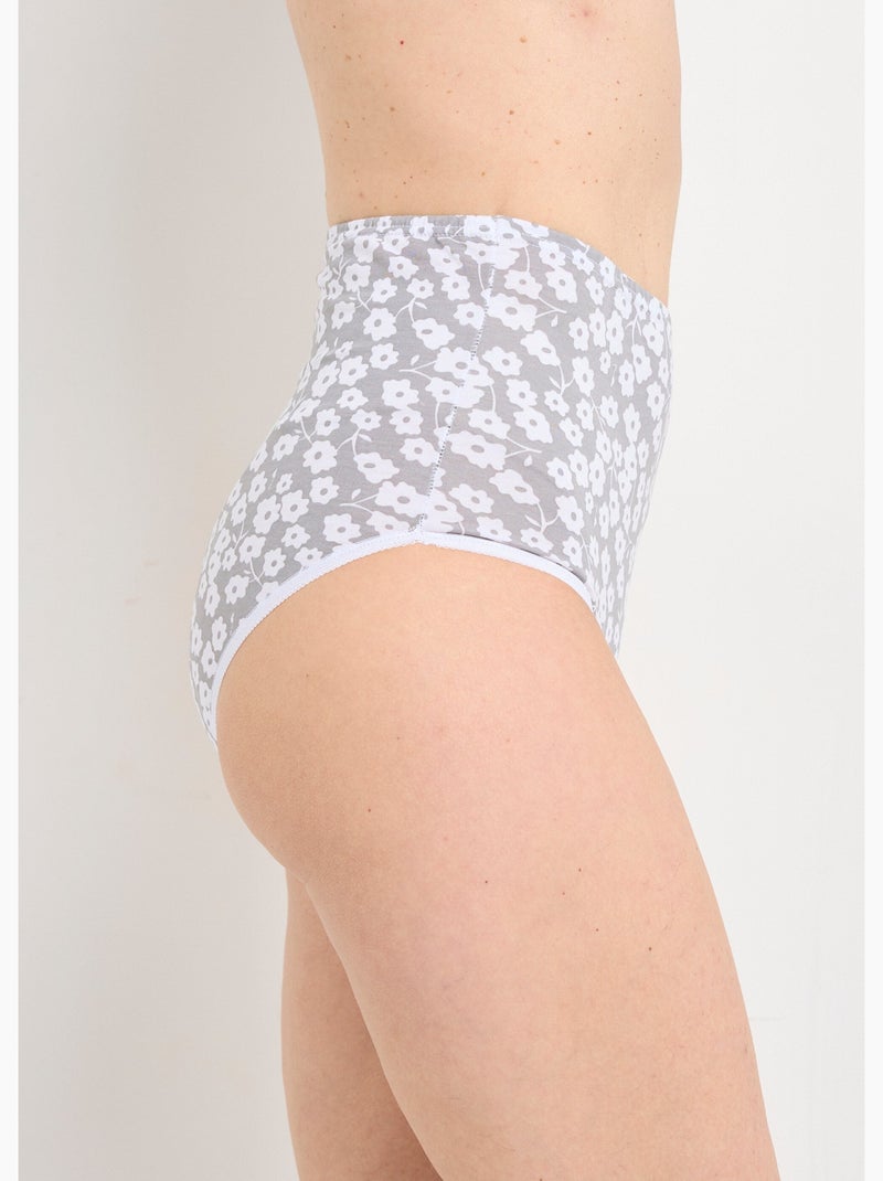 Culotte taille haute imprimée - lot de 4 - Afibel Gris Blanc - Kiabi