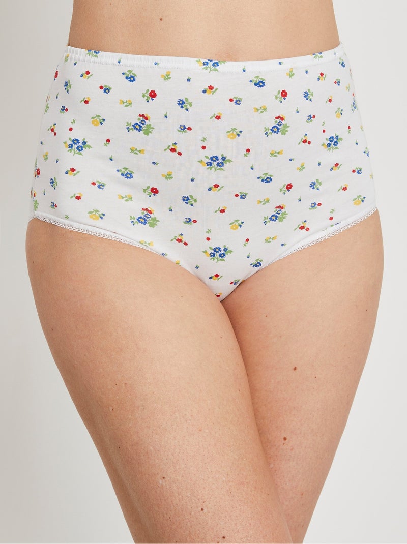 Culotte taille haute imprimée - lot de 4 Blanc - Kiabi