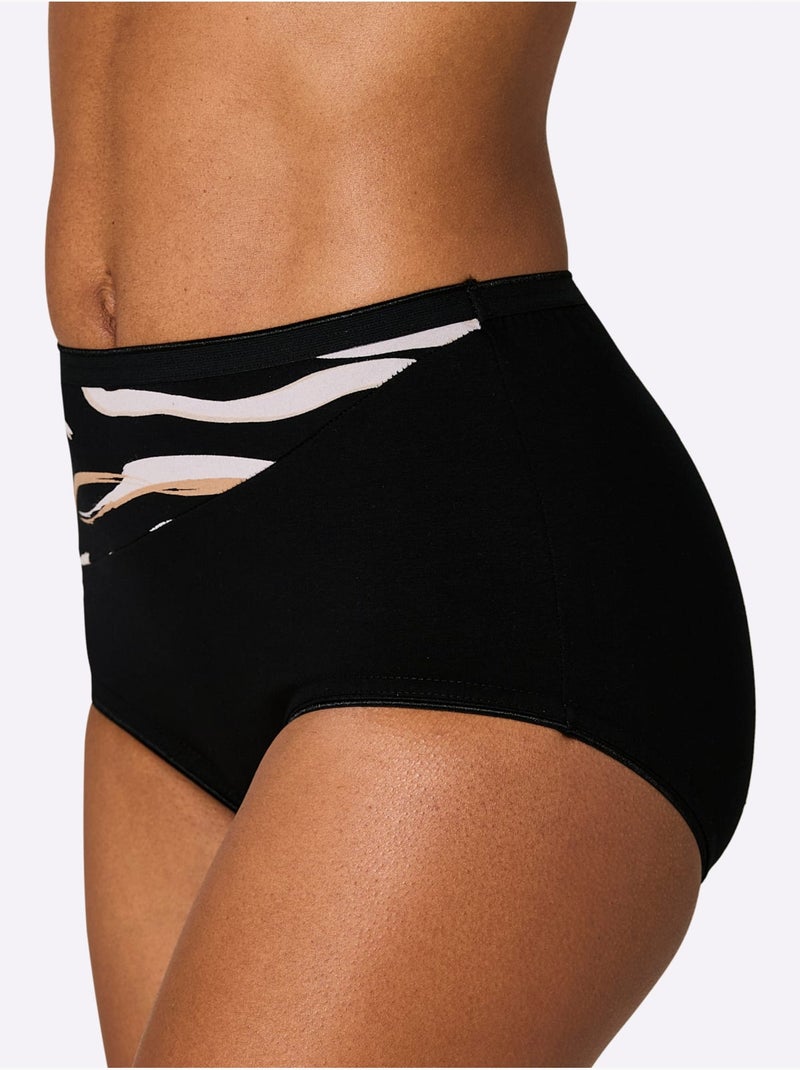 Culotte Taille Haute Jersey Fin - Taille Standard - Witt - Lot de 4 Noir - Kiabi