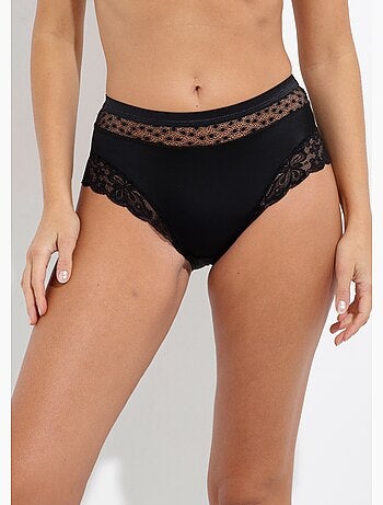 Culotte taille haute maille satinée et dentelle - Afibel