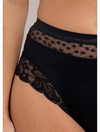 Culotte taille haute maille satinée et dentelle - Afibel