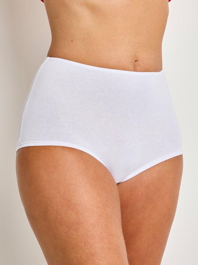 Culotte taille haute maxi coton stretch - lot de 3 Blanc - Kiabi