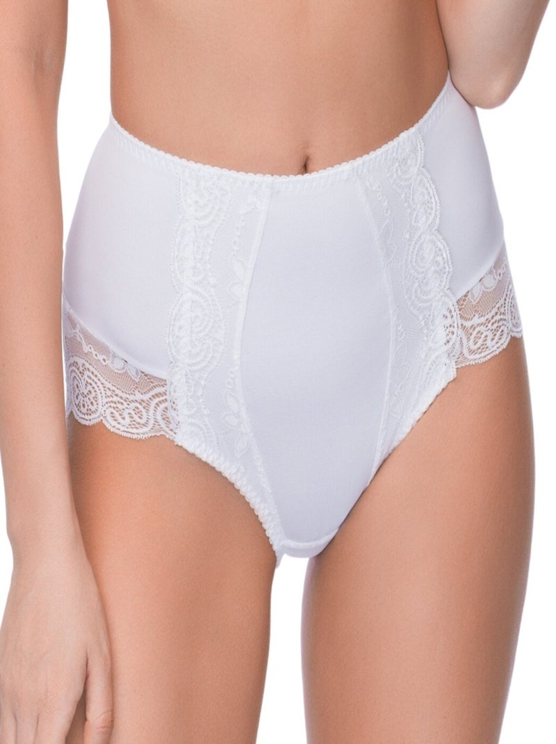 Culotte taille haute Snezhana satinée et en dentelle Blanc - Kiabi