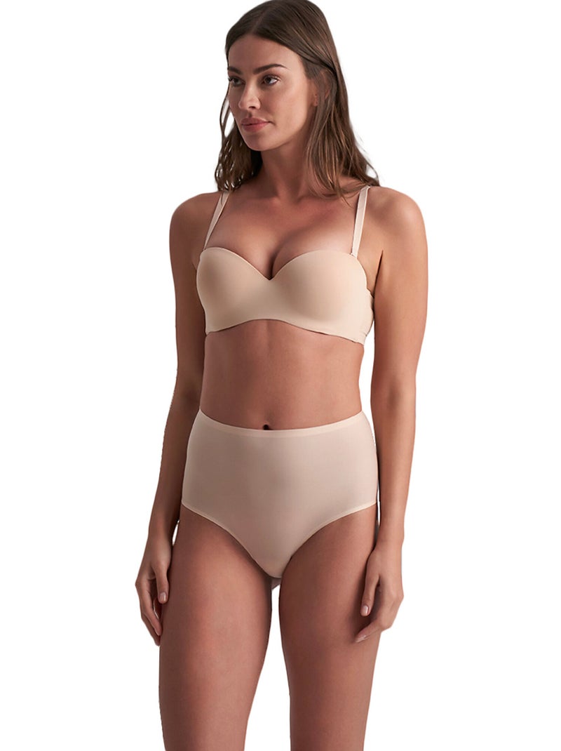 Culotte taille haute uni stretch Beige - Kiabi