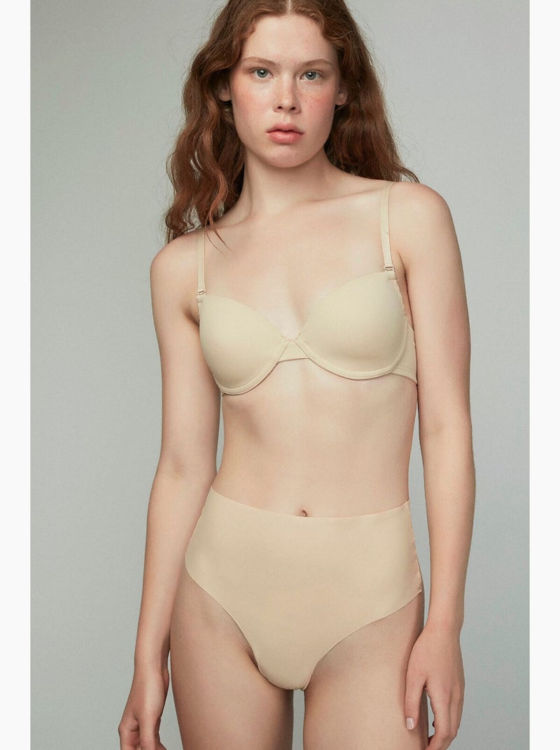 Culotte tanga lisse sans démarcation, sans coutures, taille basse penti Beige argile - Kiabi