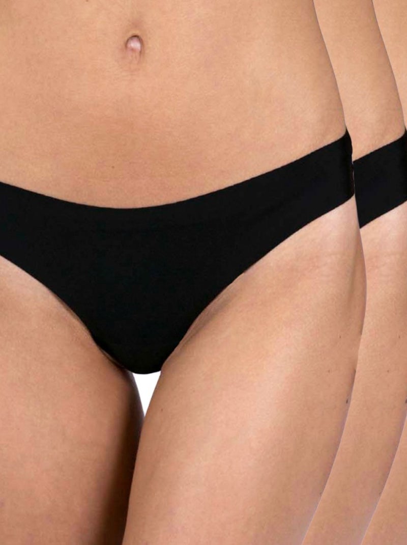 Culottes brésiliennes microfibre Lot de 3 Femme Noir - Kiabi