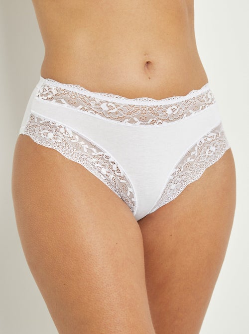 Culottes coton et empiècements dentelle - Kiabi
