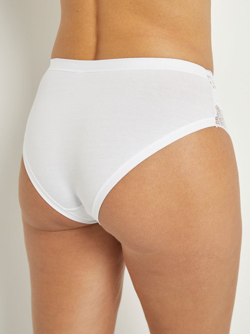 Culottes coton et empiècements dentelle Blanc - Kiabi