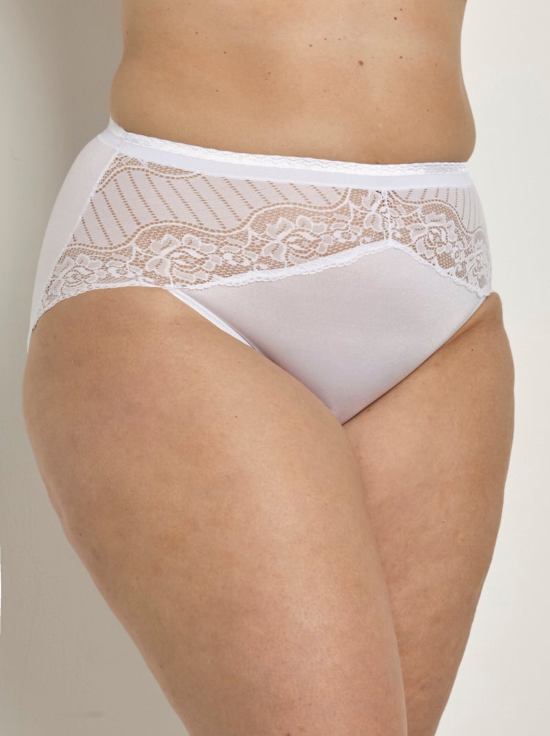 Culottes couvrantes dentelle taille haute Blanc - Kiabi