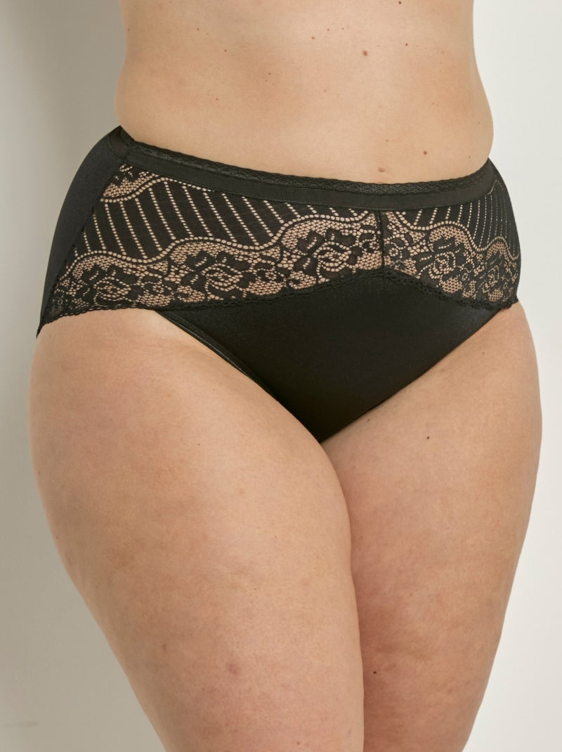 Culottes couvrantes dentelle taille haute Noir - Kiabi