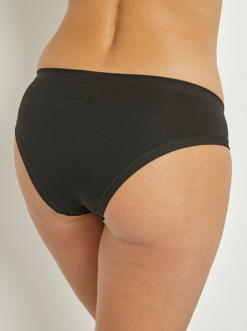 Culottes devant dentelle et coton Noir - Kiabi