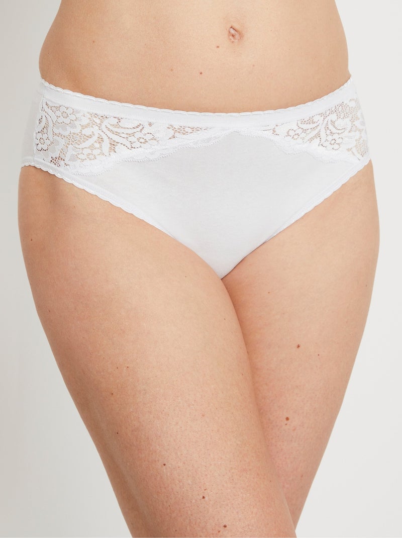 Culottes échancrées détails dentelle Blanc - Kiabi