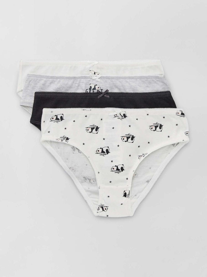 Culottes en jersey avec nœud fantaisie - Lot de 4 Blanc/noir/gris - Kiabi