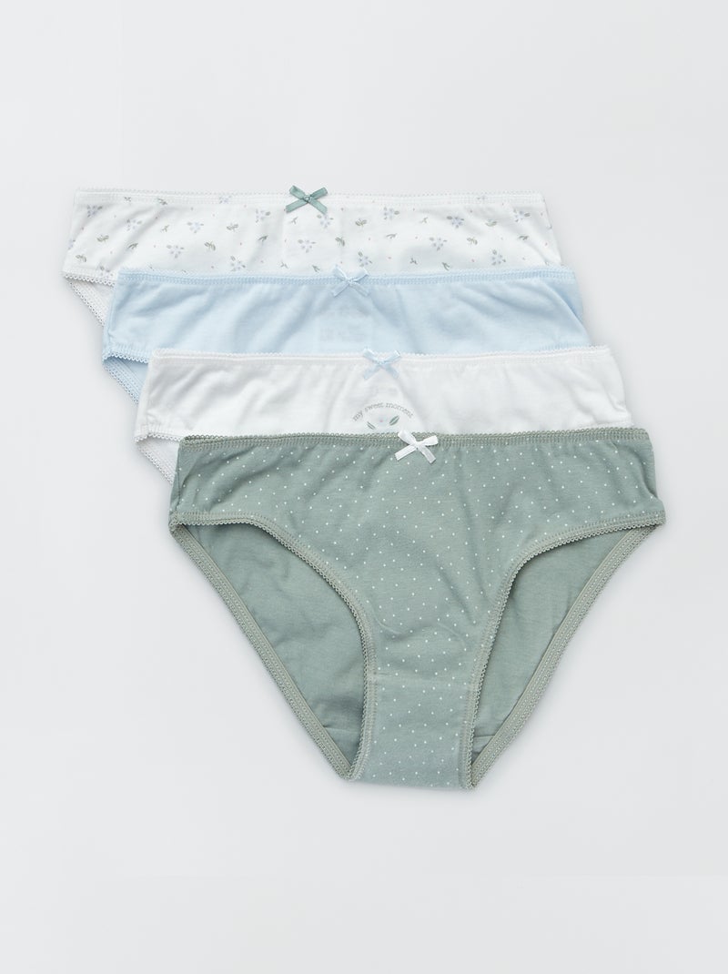 Culottes en jersey avec nœud fantaisie - Lot de 4 Blanc/vert - Kiabi