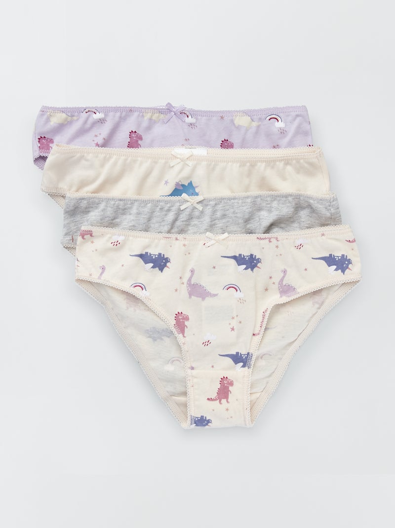 Culottes en jersey avec nœud fantaisie - Lot de 4 dino - Kiabi