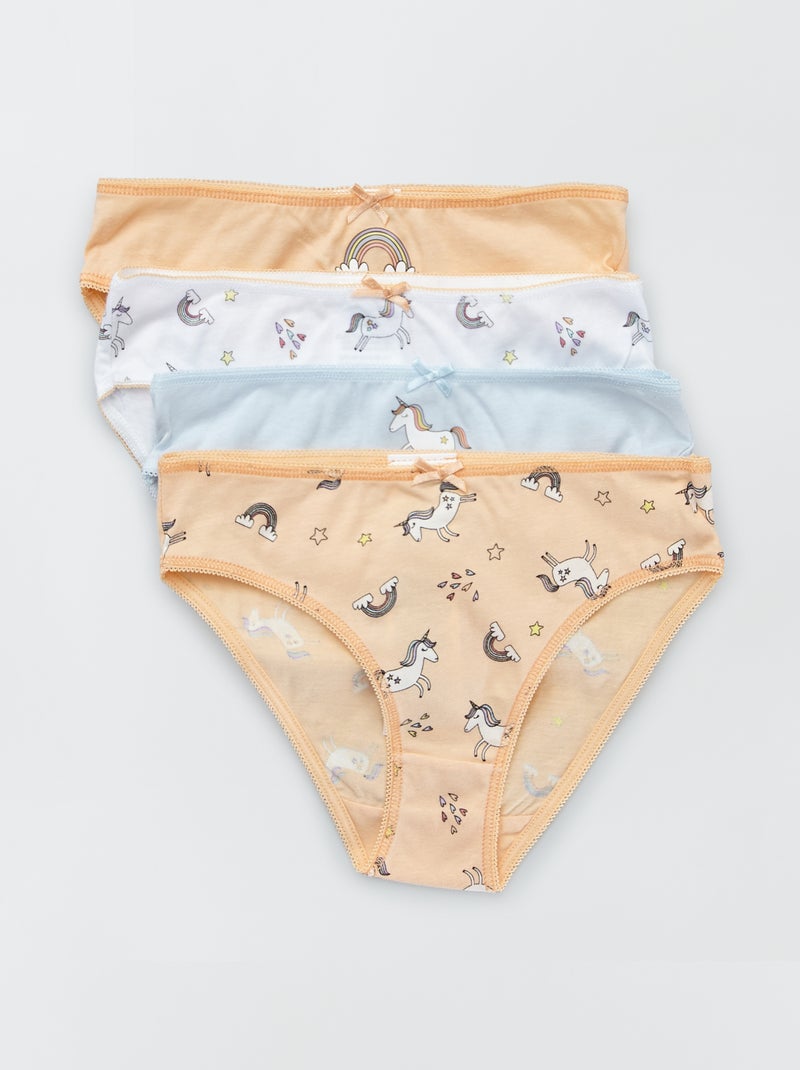 Culottes en jersey avec nœud fantaisie - Lot de 4 Orange/bleu - Kiabi