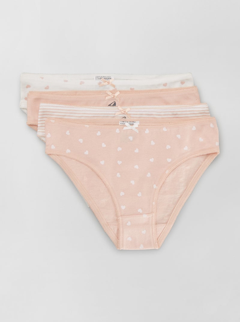 Culottes en jersey avec nœud fantaisie - Lot de 4 Rose/blanc - Kiabi