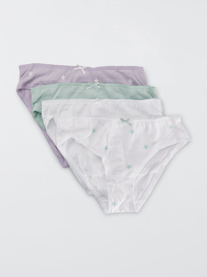 Culottes en jersey avec nœud fantaisie - Lot de 4 violet/blanc/vert - Kiabi