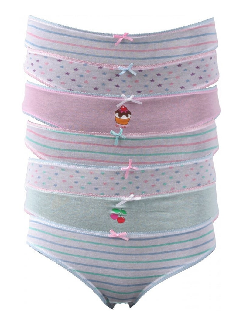 Culottes enfant fille multicolores lot de 7 Blanc Multicolore Bleu - Kiabi